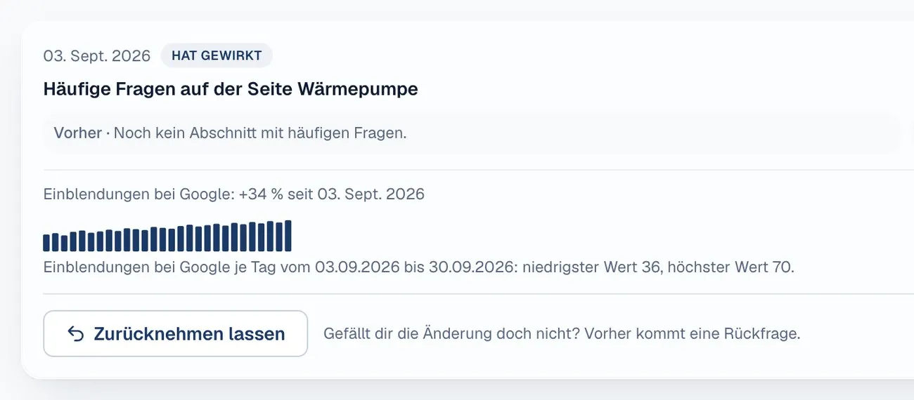 Ansicht Änderung hat gewirkt