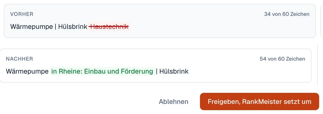 Ansicht Vorschlag freigeben